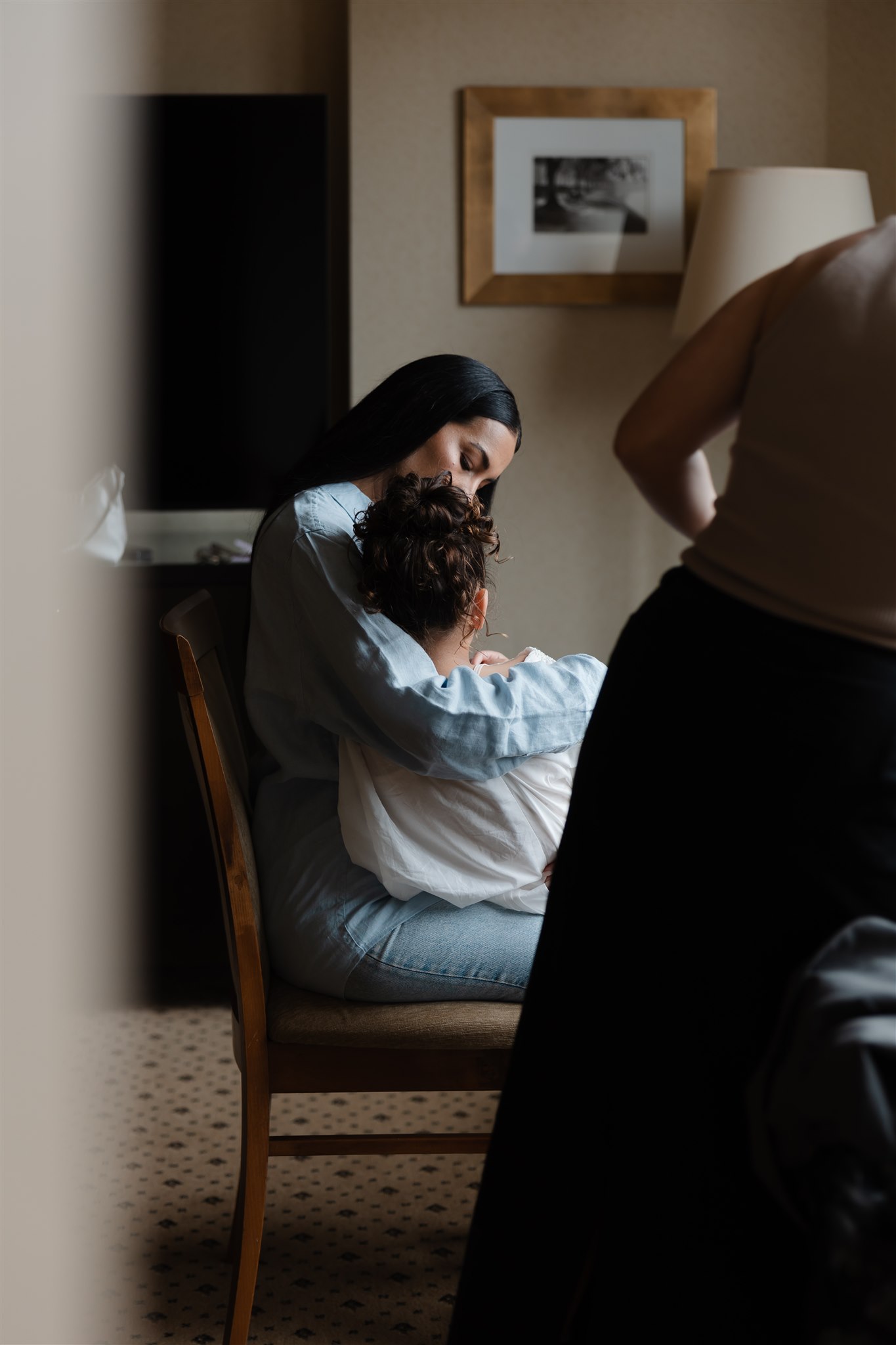 Bride getting ready with her daughter