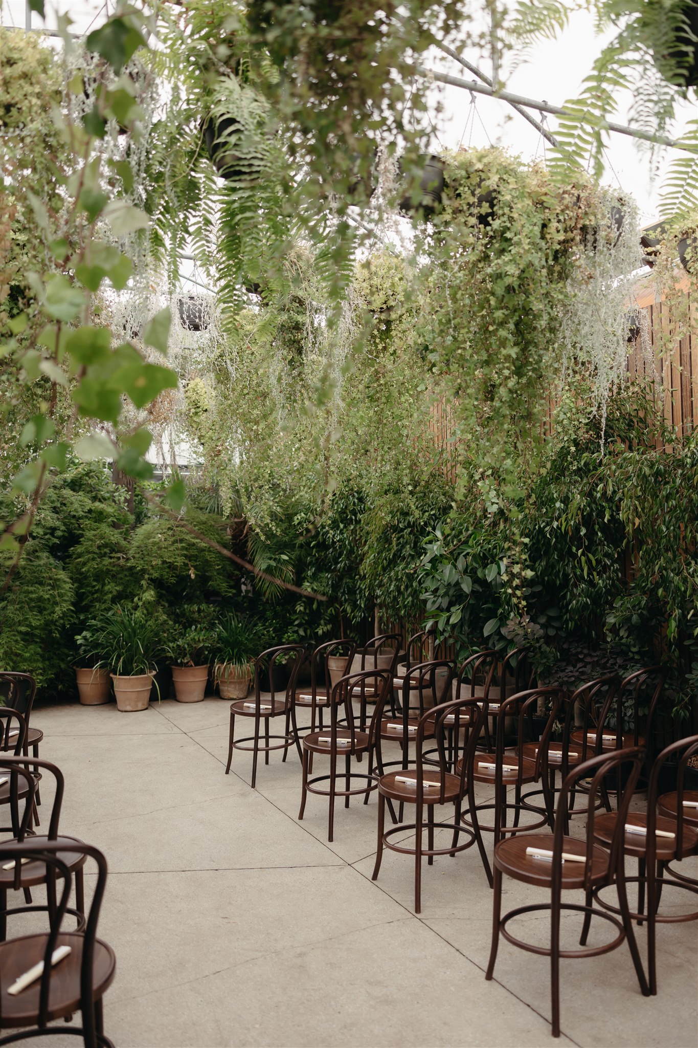 Wedding Ceremony setup in the green house at Venue Glasshaus design