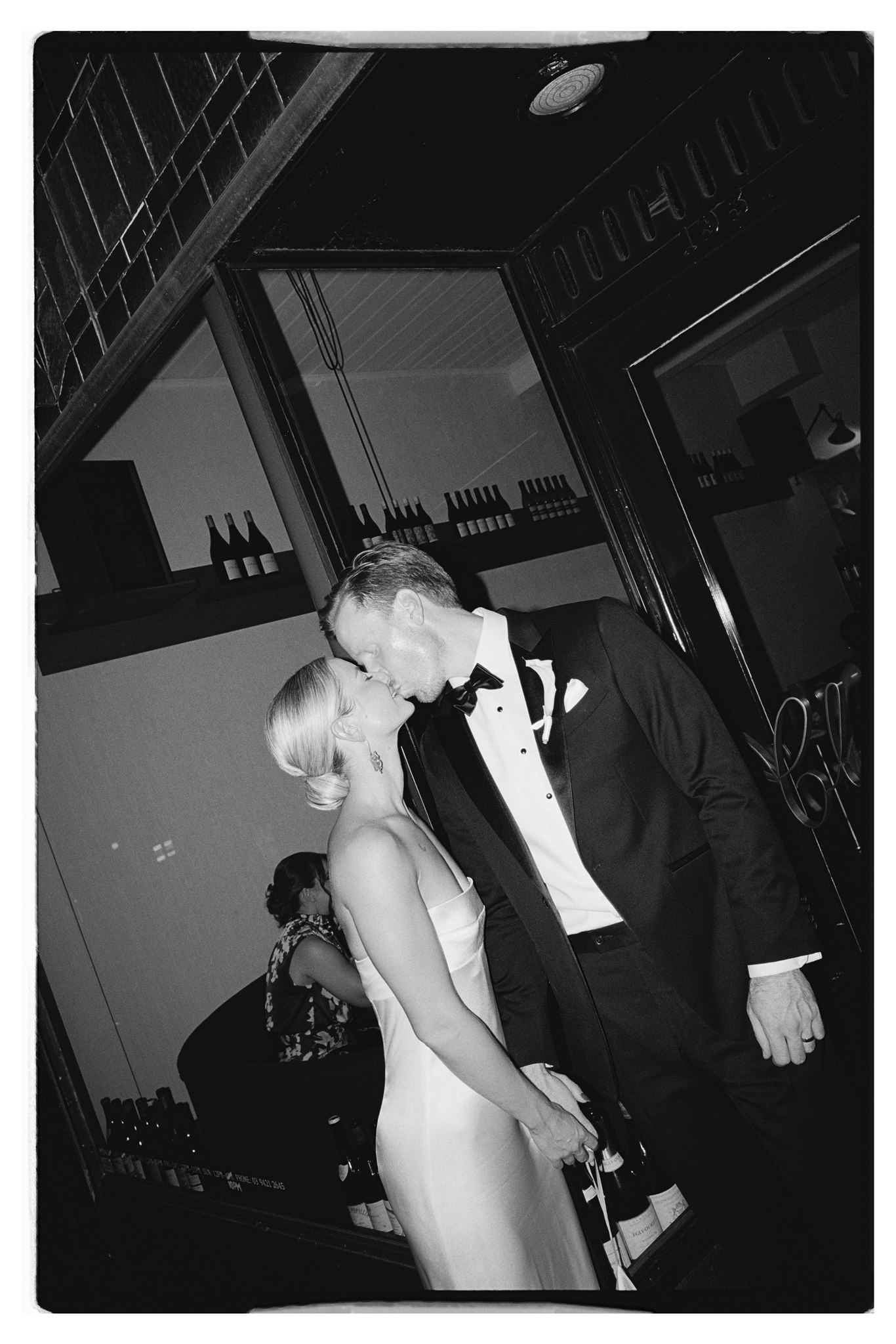 Bridal portraits out the front of their Melbourne wedding venue Clover