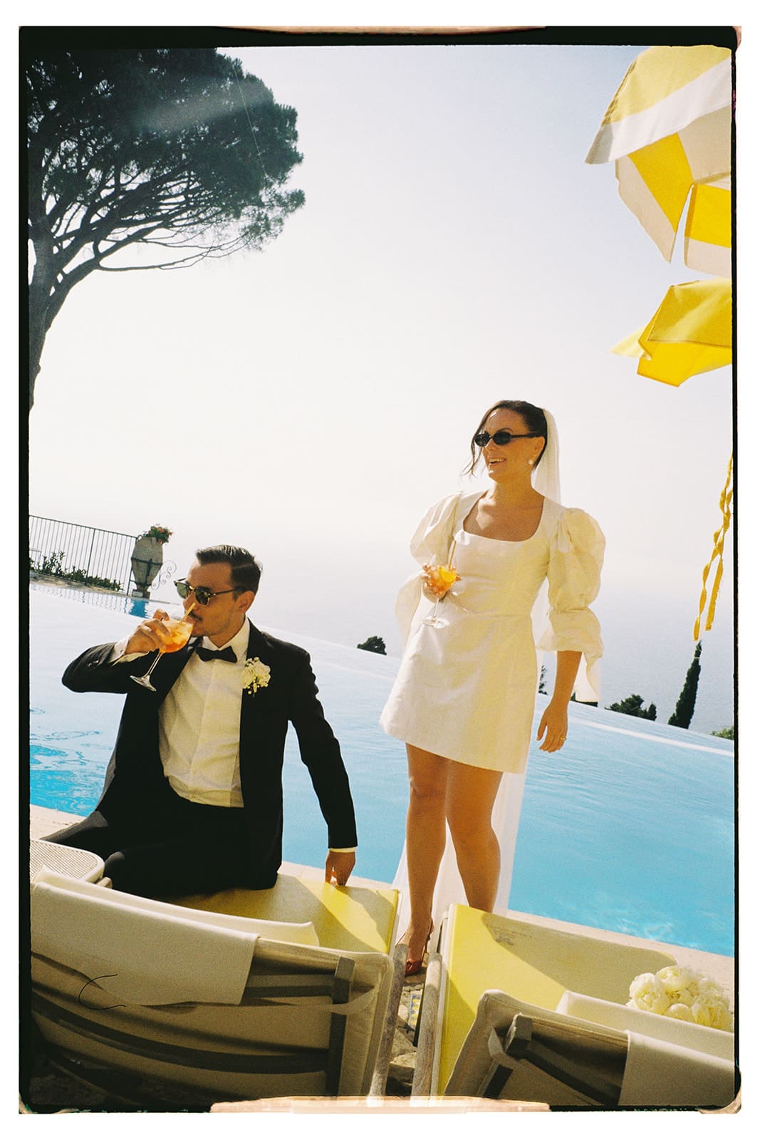 Bridal portraits in Capri, Italy captured in 35mm film